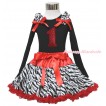 Black Tank Top Zebra Ruffles Red Bows & 1st Sparkle Red Birthday Number Print & Red Zebra Pettiskirt MG1571